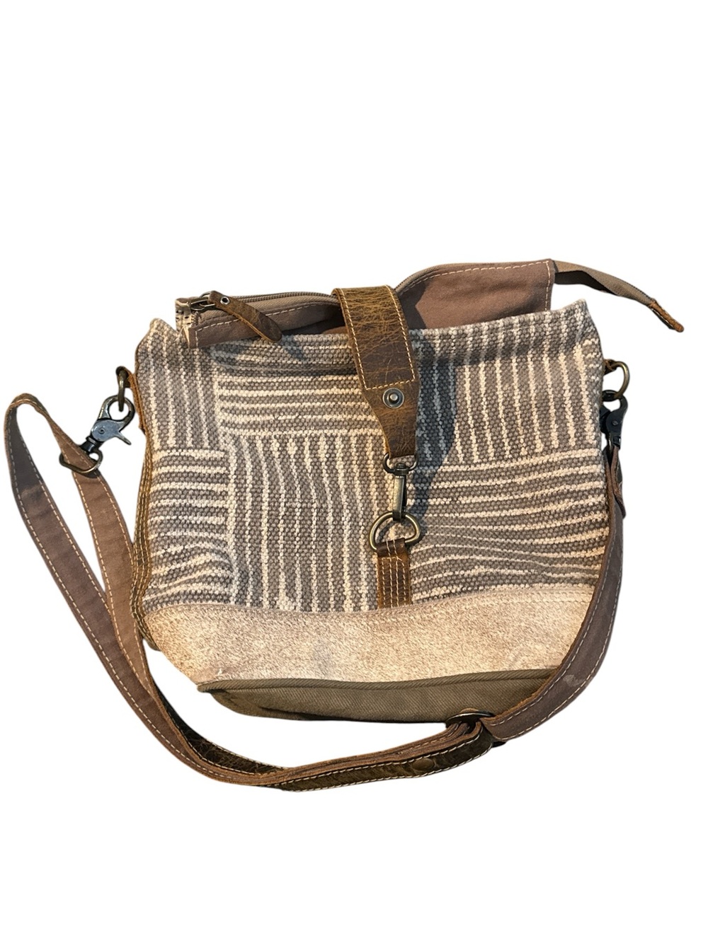 Myra Bag Brown & Cream Woven Crossbody